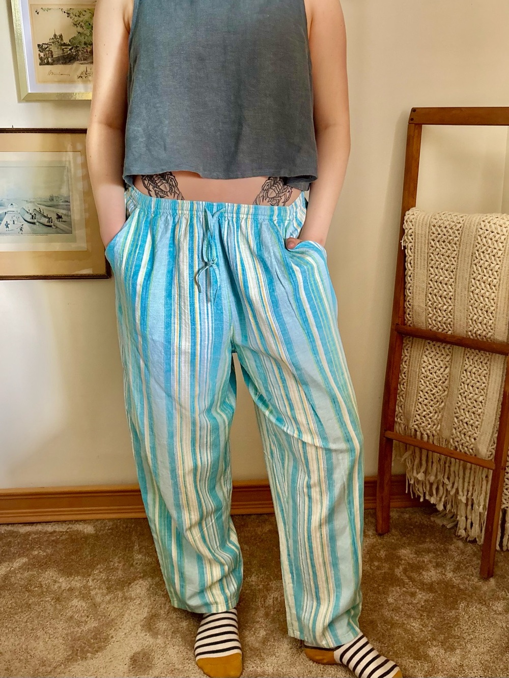 Erika Linen Blend Baggy Pants 1X